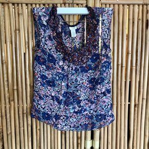 Anthropologie Odille silk floral blouse